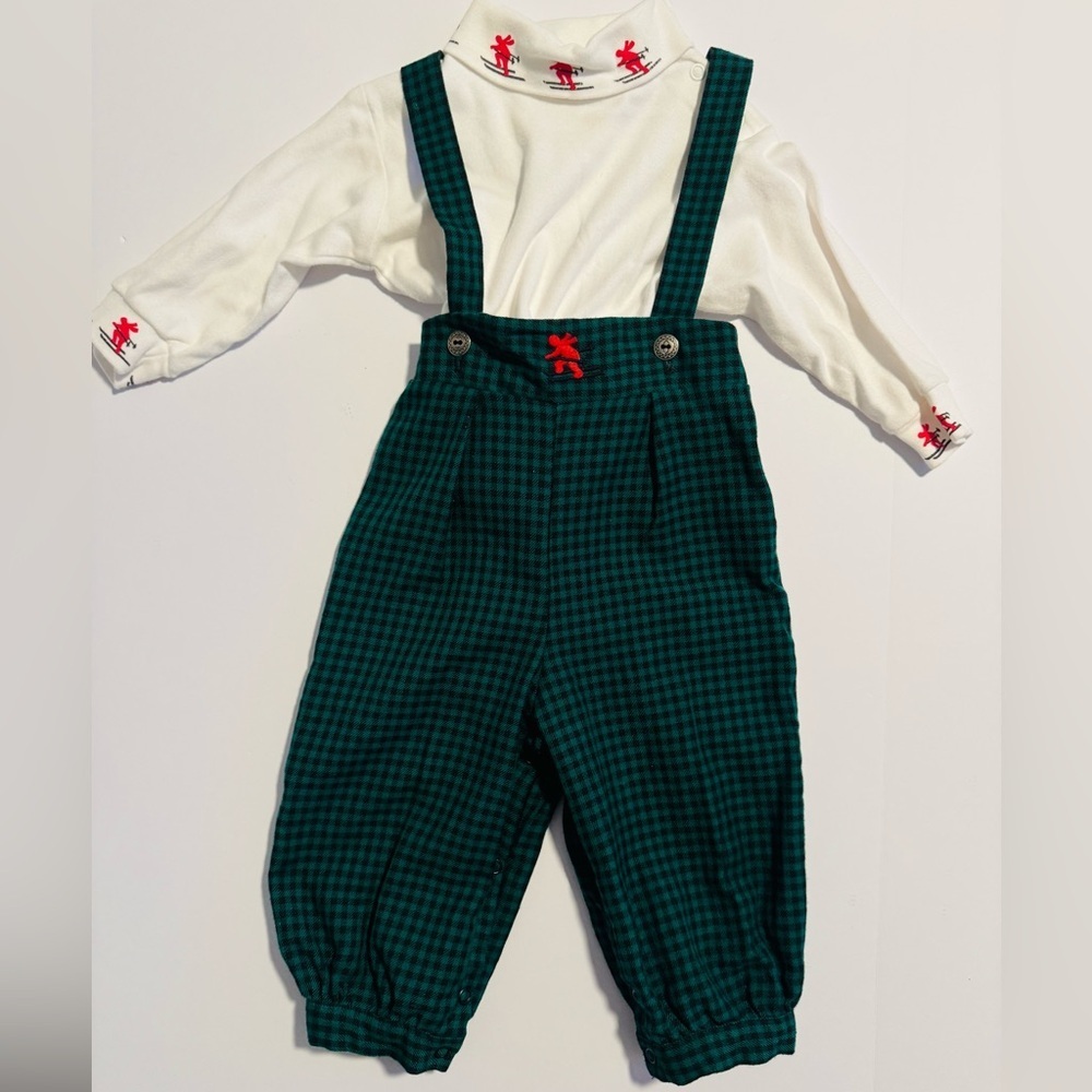 Vintage Hartstrings Baby turtleneck and Overall Set Size 18M
